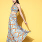 InWeave Women's Blue Orange Paisley Print Coord Set - Swadesiicart