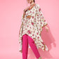 Ahalyaa Women Floral Printed Flared Sleeves Thread Work Crepe Kaftan Kurta | Swadesiicart