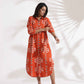 trueBrowns Orange Cotton Print Shirt Dress | Swadesiicart
