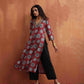trueBrowns Maroon Print High Slit Kurta Set | Swadesiicart