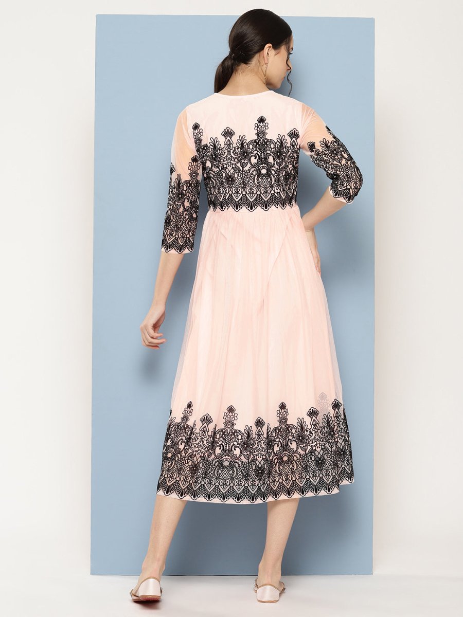 Ahalyaa Ethnic Motifs Printed Midi Empire Dress | Swadesiicart