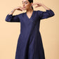trueBrowns Cotton Linen Dark Blue Kurta Pant Set | Swadesiicart