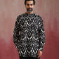 trueBrowns Men's Black Ikat Print Mandarin Collar Kurta Co-ord set - Swadesiicart