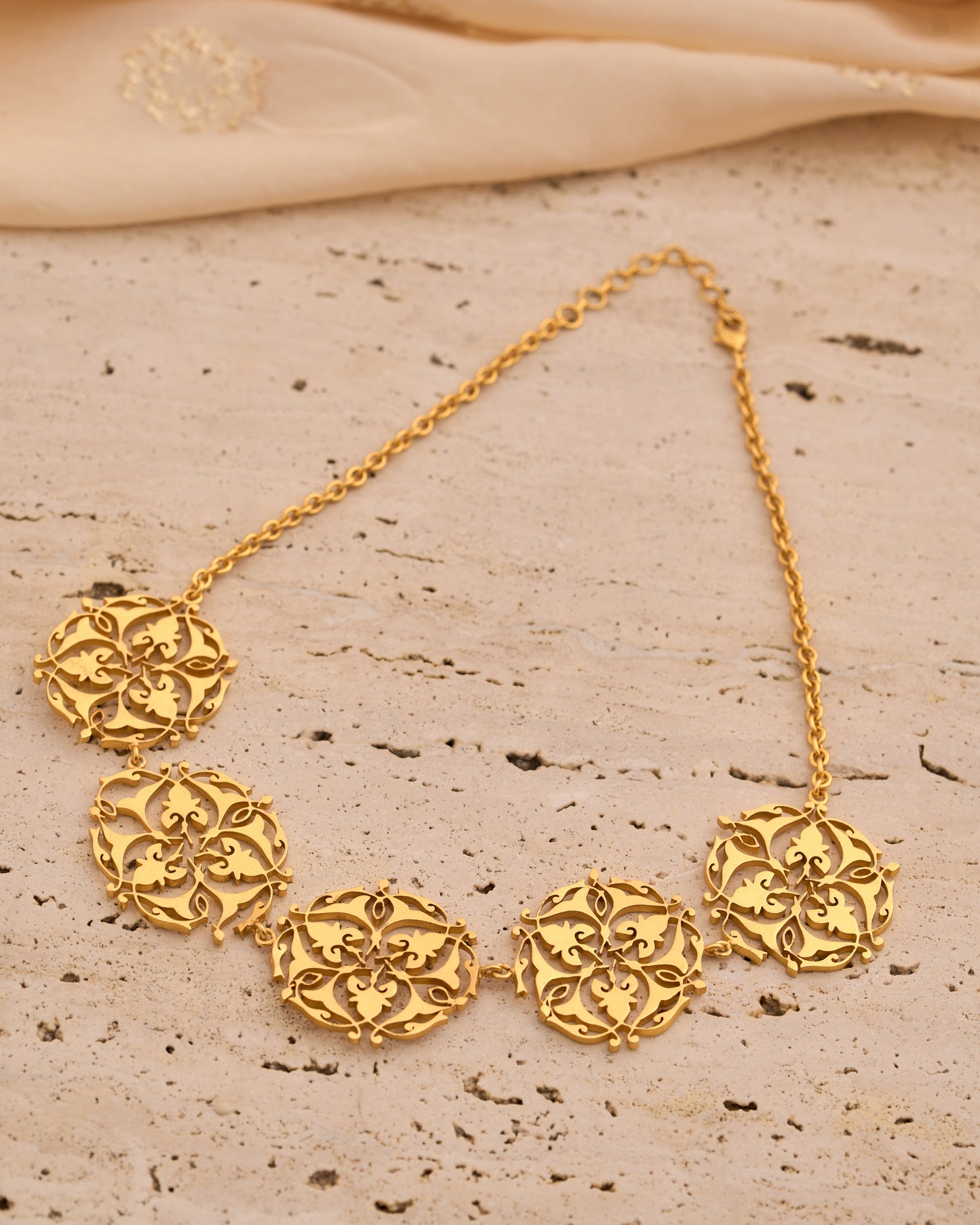 trueBrowns Gold-Polished Leaf Choker | Swadesiicart