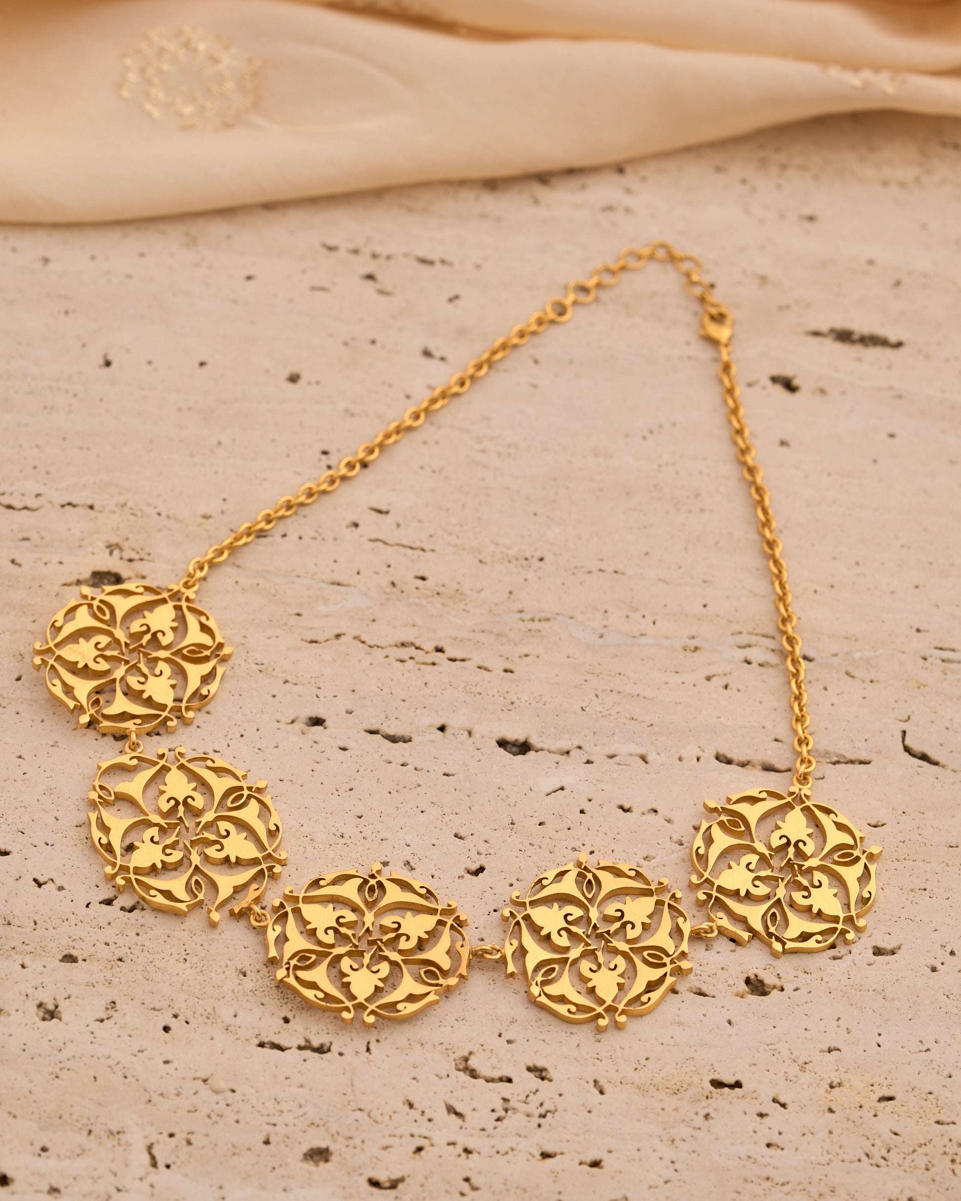 trueBrowns Gold-Polished Leaf Choker | Swadesiicart