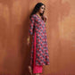 trueBrowns Pink Print High Slit Kurta Set | Swadesiicart