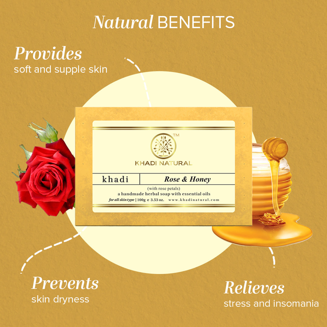 Khadi Natural Rose & Honey With Rose Petals Soap - 100gm