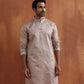 trueBrowns Men's Beige Sequin Chanderi Kurta | Swadesiicart