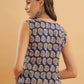 InWeave Ink Blue Small Paisley Kalamkari W/U Top - Swadesiicart