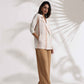 trueBrowns Beige Cotton Stripe Jacket Top Co-ord Set - Swadesiicart
