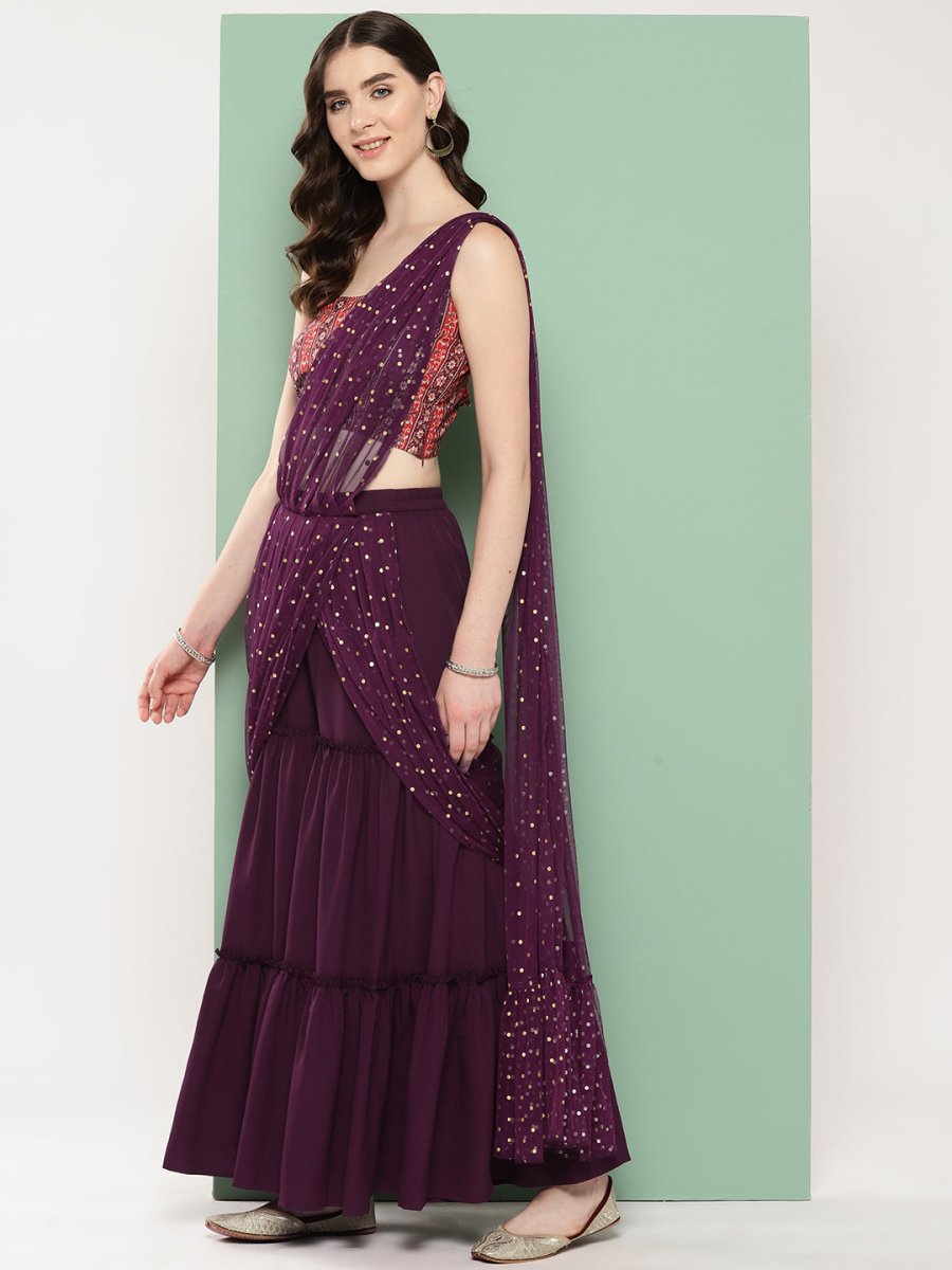 Ahalyaa Printed Ethnic Co-Ords with Draped Dupatta - Swadesiicart