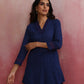 trueBrowns Dark Blue Cotton Dobby Kurta Co-ord set - Swadesiicart