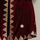 trueBrowns Maroon Velvet Gota Patti Stole | Swadesiicart