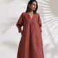 trueBrowns Pink Slub Kurta Set | Swadesiicart