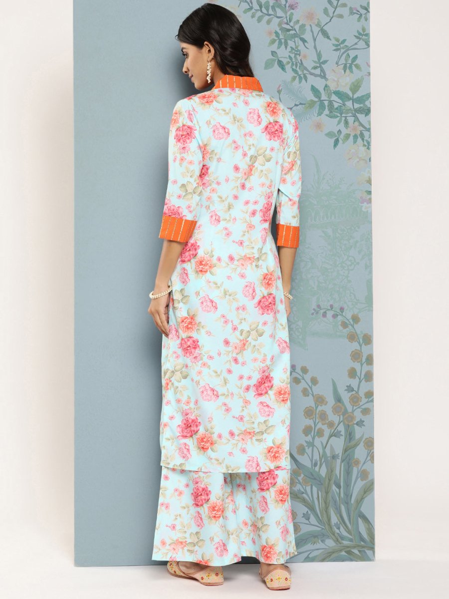 Ahalyaa Floral Printed Kurta With Palazzos | Swadesiicart