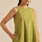 trueBrowns Green Dobby Sleeveless Co-Ord Set - Swadesiicart