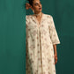trueBrowns Ivory Peach Cotton Front Gathered Kurta Pant Set | Swadesiicart