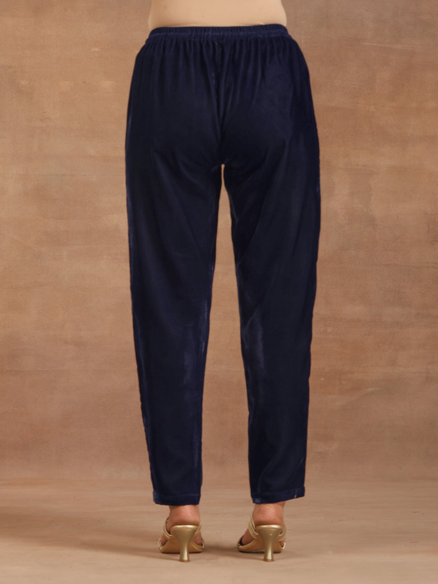 trueBrowns Midnight Blue Velvet Pant | Swadesiicart
