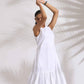 trueBrowns White Cotton Schiffli Tier Dress | Swadesiicart