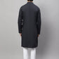 Even Apparels Black Pure Cotton Kurta With Band Collar | Swadesiicart