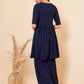 InWeave Women's Royal Blue Chikankari Kurta Set With Sharara - Swadesiicart