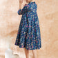 InWeave Women's Blue Pink Kalamkari Flared Dress - Swadesiicart