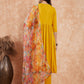 InWeave Women's Mustard Alia Neck Style Gota Set W Organza Dupatta - Swadesiicart