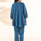 trueBrowns Blue Cotton Dobby Yoke Co-ord Set - Swadesiicart