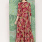 InWeave Women's Red Tropical Print Gota Long Dress - Swadesiicart