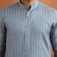 trueBrowns Men's Blue Chanderi Kurta | Swadesiicart