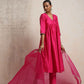 trueBrowns Pink Silk Anarkali Kurta Pant Dupatta Set | Swadesiicart