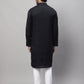 Even Apparels Black Pure Cotton Kurta With Band Collar | Swadesiicart
