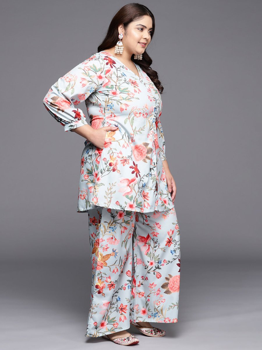 Ahalyaa Women Plus Size Printed Tunic with Palazzos | Swadesiicart