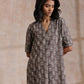 trueBrowns Clay Dabu Zig-Zag Motifs Print Cotton Kurta Pant Set | Swadesiicart