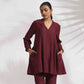 trueBrowns Maroon Dobby Co-ord Set - Swadesiicart