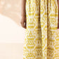 trueBrowns Lime Cotton Ikat Sleeveless Flared Dress | Swadesiicart