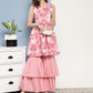 InWeave Women's Pink Printed Chintz Tiered Sharara Set - Swadesiicart