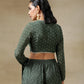 trueBrowns Dark Green Bandhani Printed Silk Full Sleeve Blouse | Swadesiicart