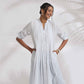trueBrowns White Cotton Stripe Pleated Shirt Kurta Set | Swadesiicart