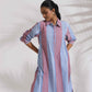 trueBrowns Blue Cotton Stripe Kurta Co-ord Set - Swadesiicart