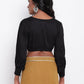 trueBrowns Black Gathered Sleeve Top | Swadesiicart