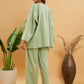InWeave Women's Sage Green Kantha Boho Full Sleeve Coord Set - Swadesiicart