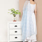 InWeave Women's Cream Strappy With Blue White Chintz Organza Dupatta - Swadesiicart