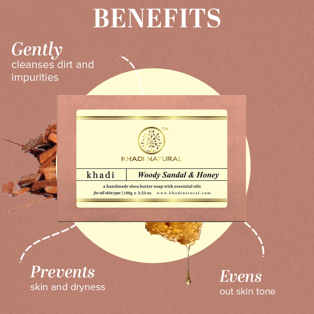 Khadi Natural Woody Sandal & Honey Soap Combo Pack Of 8 – 100gm Each