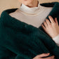InWeave Women's Dark Teal Long Faux Fur Cape - Swadesiicart