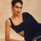trueBrowns Midnight Blue Velvet Sleeveless Blouse | Swadesiicart