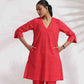 trueBrowns Red Cotton Print Kurta Co-ord Set - Swadesiicart