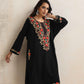 trueBrowns Black Kashmiri Embroidered Woollen Phiran Kurta | Swadesiicart