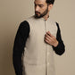 Even Apparels Men's Cream Mandarin Collar Waistcoat | Swadesiicart