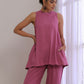 trueBrowns Onion Pink Dobby Sleeveless Short Co-Ord Set - Swadesiicart